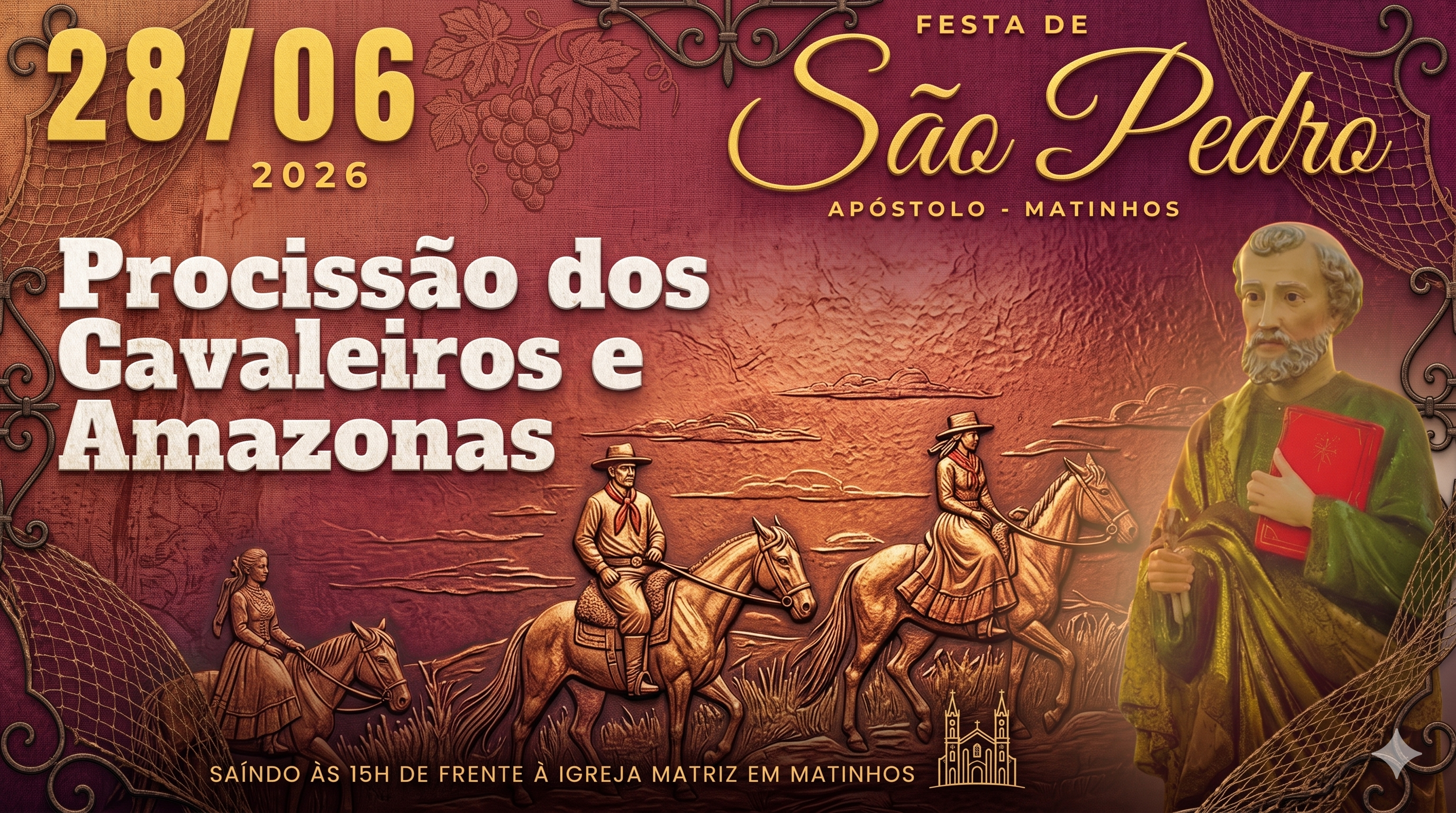 Arte da Procissão de Cavaleiros e Amazonas da Festa de São Pedro 2026